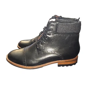 $ 150 Warfield & Grand Presidio Tip Men's Black Leather Ankle Boots Sz 8.5 - Picture 1 of 8