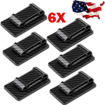 6x Carbon Fiber Black Car Seat Belt Stabilizer Limiter Auto Interior Accessories - Image 1 of 4