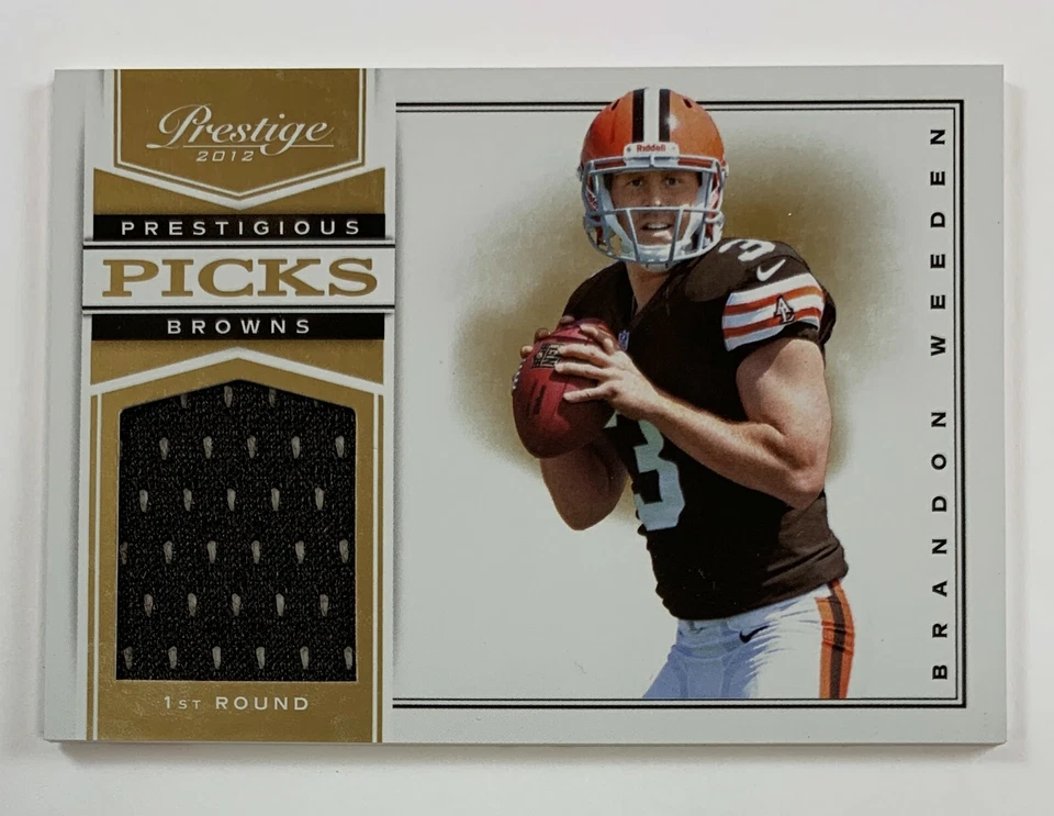 2012 Panini Prestige Brandon Weeden Prestigious Picks Relic 198/299 FRA30 - Image 1 of 2