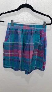 Bonjour vintage plaid high rise shorts long size Large - Picture 1 of 4