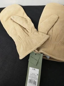 New Goodfellow & Co 100% Leather & Suede Yellow  Gloves Mitten L/XL Lined - Picture 1 of 6