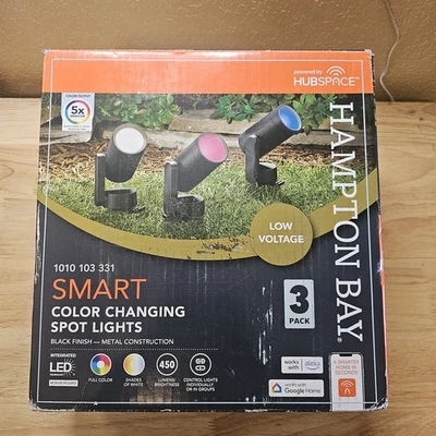 Hampton Bay Smart 450 Lumens Low Voltage Black Outdoor Spotlight 3 Pack (NEW) - Image 1 of 3