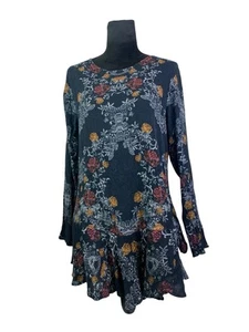Free People Smooth Talker Tunika Kleid Damen Gr. L geblümt Mini, offener Rücken - Bild 1 von 12