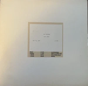 Jack Jones RCA Records Test Pressing 5-10-77 33rpm Stereo Excellent Condition - Picture 1 of 4