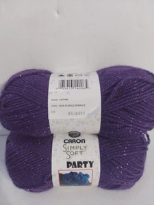 LOT OF 2 Caron Simply Soft Party Yarn Purple Sparkle 0006 H97PAR NEW - Picture 1 of 3