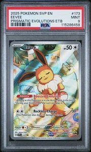 Pokemon Eevee Prismatic Evolutions ETB Illustration Rare Promo SVP EN 173 PSA 9 - Picture 1 of 3