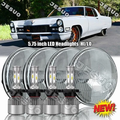 For 1958-1974 Cadillac DeVille 4PCS 5-3/4 5.75" LED Headlights High Low Beam Foto 1 de 4