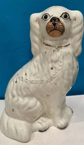 Antigua estatuilla de perro Spaniel STAFFORDSHIRE 9" de alto siglo XIX pintada a mano - Imagen 1 de 8