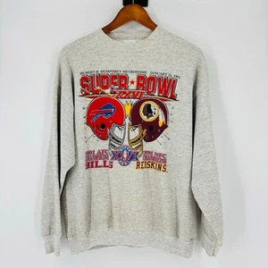 Vintage 1991 Super Bowl Sweatshirt Size XL Buffalo Bills Vs Washington Crew Neck - Picture 1 of 9