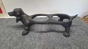 Gusseisen schwarzer Dackel Futter & Wasser Napf Ständer Figur - Bild 1 von 5