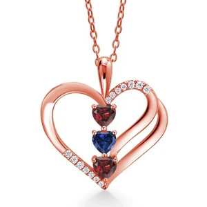 1.26 Ct Garnet Created Sapphire 18K Rose Gold Plated Silver Pendant with Chain - Picture 1 of 4