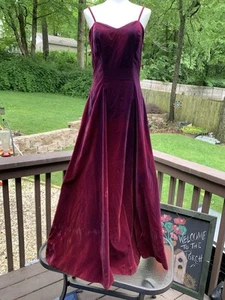 Maxi Vestido de Noche Romance Oscuro De Colección Terciopelo Borgoña Cintura Imperio Para Mujer Talla S - Imagen 1 de 10