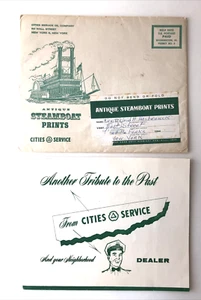 VTG 1950's Antique Steamboat Prints-Cities-Service Oil Company-3 pictures w/env - Foto 1 di 8