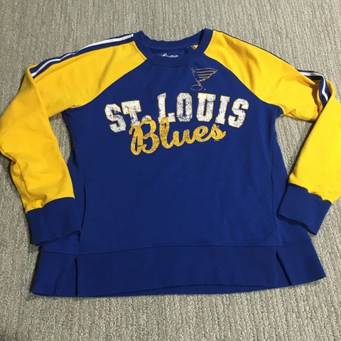 St. Louis Blues Sweater Womens Medium Blue Logo Hockey NHL Sweatshirt Ladies Cover