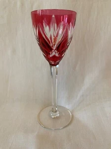 Saint Louis Verre à Vin/ Cristal Overlay Rouge Modèle " Monaco " Estampillé - Imagen 1 de 14