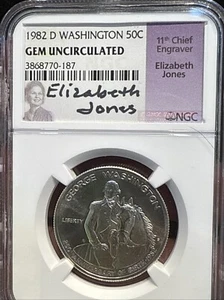 1982-D 50c Washington Commemorative Silver Half Dollar - Jones - NGC GEM UNC - Picture 1 of 6