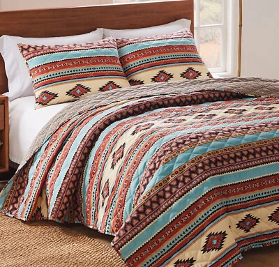 JUEGO DE 3 EDREDONES DE ROCA ROJA SUROESTE REINA: MARRÓN TURQUESA NATIVA DEL SUROESTE Foto 1 de 4