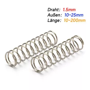 Druckfeder, Feder, Edelstahl, Außen 10-25 mm, Länge 10-200 mm, Draht 1,5 mm - Bild 1 von 3