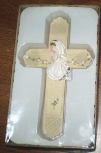 New Sealed Box SFI Boxed Ornate Girl Spaghetti Trim Communion Cross - Picture 1 of 2