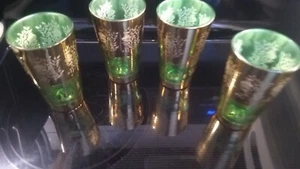 4 Vintage Gold Overlay glass Kiddush Cups (SAM) - Picture 1 of 5