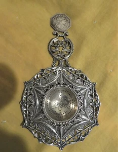 OUTSTANDING STERLING SILVER TEA STRAINER FRENCH? - Picture 1 of 7
