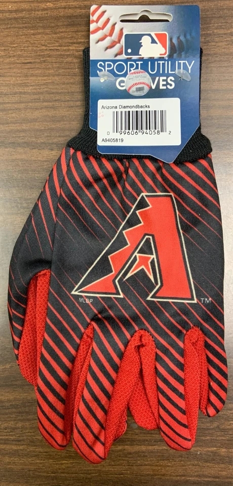 ARIZONA DIAMONDBACKS STRIPED UTILITY GRIPPER DOTS GLOVES NEW WINCRAFT 🐍 - Image 1 of 1