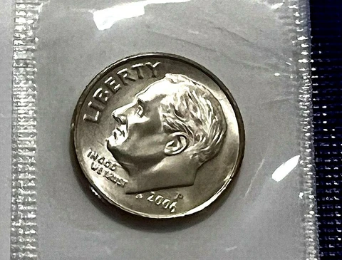2006 P   ROOSEVELT DIME  Choice Unc SATIN FINISH in Mint Cello Cover