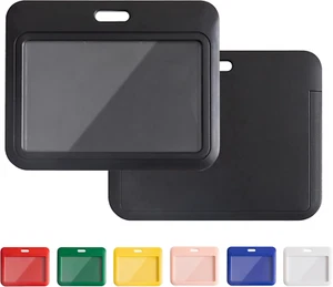 Paquete de 1 Portatarjetas de Identificación Horizontal Deslizante con Ventana Transparente Negro Portatarjetas de Identificación - Imagen 1 de 12