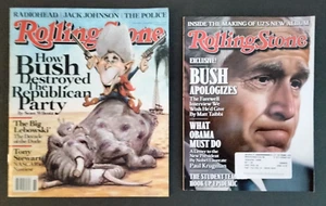 ROLLING STONE MAGAZINE 1060 + 1070 GEORGE BUSH RADIOHEAD OBAMA ART COVER 2008 - Foto 1 di 5