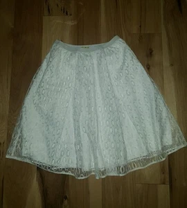 NEW MAEVE ANTHROPOLOGIE White Elastic Waist Lace Knee Length Skirt SM7216 size 0 - Picture 1 of 4