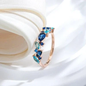 Eleganter Ring 585 RG Rotgold Rosegold mit Saphir blauen Zirkon 56 (17,8 mm Ø) - Bild 1 von 5