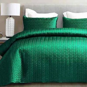 Whale Flotilla 3-Piece Silk Satin Quilt Set Queen Size, Reversible Lightweight C - Picture 1 of 7