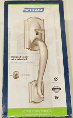 Schlage Camelot Front Entry Door Handle F285 CAM 619 ACC CAM Satin Nickel LH RH - Image 1 of 4