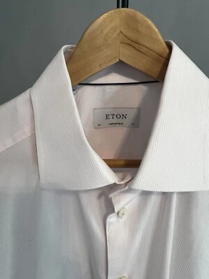 Camisa de vestir ETON para hombre 100 % algodón manga larga rosa a rayas • 43 | 17 Foto 1 de 4
