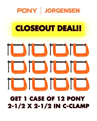 PONY JORGENSEN 1 CASE OF 12 Pony 2625- 2-1/2 X 2-1/2 In C-Clamp