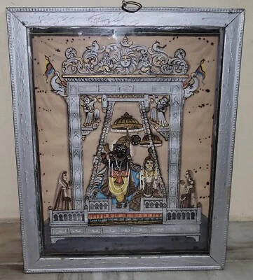 Antique Collectible Hand Painted Paper Painting Lord Krishna Radha Govind Dev Ji - Image 1 of 4
