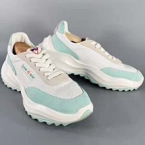 CASABLANCA Size 12 White Mint Perforated Leather Color Block Sneakers - Picture 1 of 8