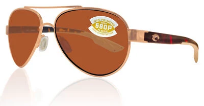 Lente de plástico Costa Del Mar Loreto marco tortuga oro rosa cobre 580P Foto 1 de 4