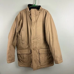 LL Bean Jacket Mens Large Beige Gore-Tex Wool Lined Plaid Parka Puffer Heavy - Picture 1 of 14