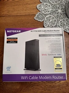NETGEAR AC1750 C6300 Black Wireless Dual Band WiFi Gigabit Cable Modem Router - Picture 1 of 3