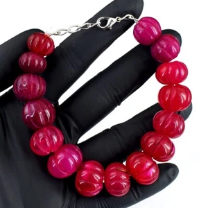Awesome Massive Carved Ruby 333.00 Cts Beaded Excellent Bracelet VK 36 E684 - Picture 1 of 3