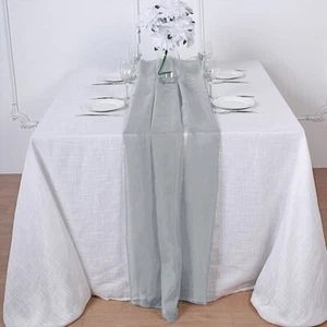35 Silver 72" Premium Chiffon Extra Long Table Runners Wedding Party Supplies - Picture 1 of 8