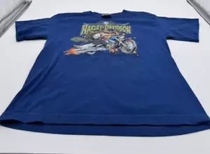 Harley Davidson Kids Shortsleeve Shirt Youth Medium Eagle Riding A Harley - Picture 1 of 5