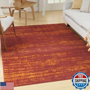 Nourison Essentials Indoor/Outdoor Solid Abstract Red 6' x 9' Area Rug, Easy - Picture 1 of 5