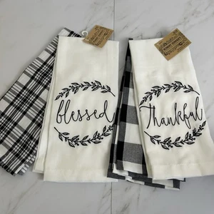 4 Robert Stanley Buffalo Plaid Blessed Thankful Küchentücher Thanksgiving Herbst - Bild 1 von 2