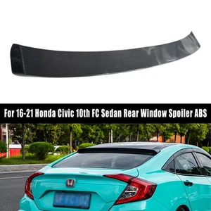 For 16-21 Honda Civic ABS Carbon Fiber Look Rear Roof Window Visor Spoiler Wing - Picture 1 of 15