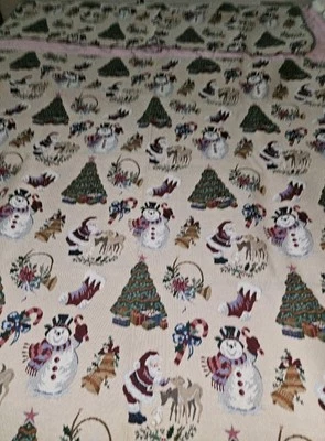 Vintage Christmas Tapestry Fabric Two Pieces 2 Yrds X 53" Wide & 1 Yrd X 53"Wide - Image 1 of 4