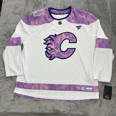 Calgary Flames Jersey 2XL Hockey Fights Cancer NHL Oversized White Fanatics NEW - Image 1 of 4