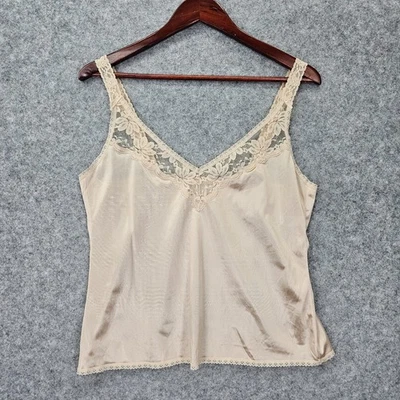 Maidenform Cami Top Womens 36 Champagne VTG Lace Trim Shaping Coquette USA Large - Image 1 of 4