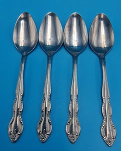 4-Fleurette Stainless Imperial Intl. Korea Teelöffel 6" Floral Scroll Besteck - Bild 1 von 5